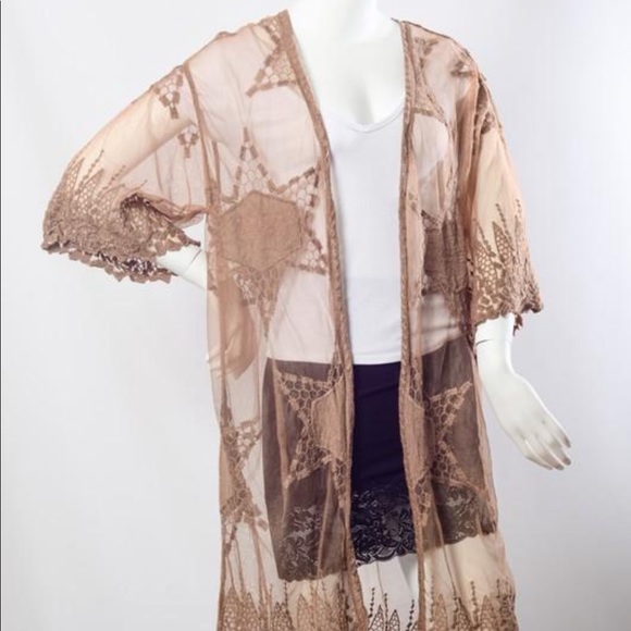 RESTOCKED!! 🚨 Mocha Geometric Kimono - Picture 4 of 6